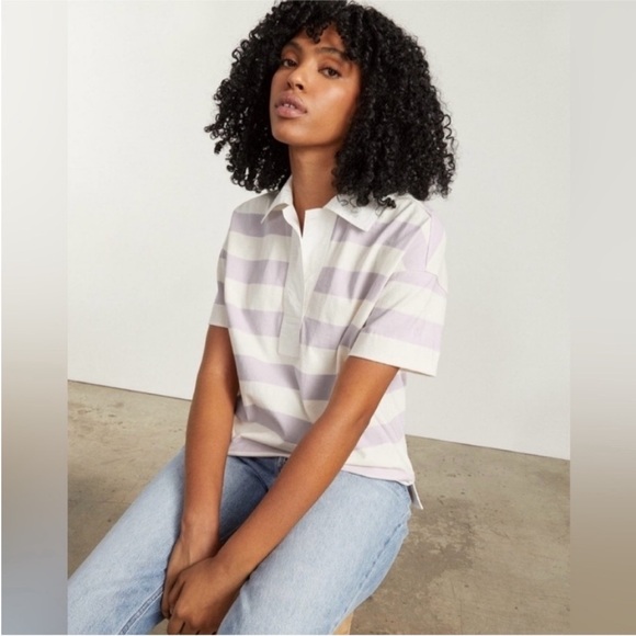 Everlane Tops - Everlane Short Sleeve The Retro Jersey Purple & White